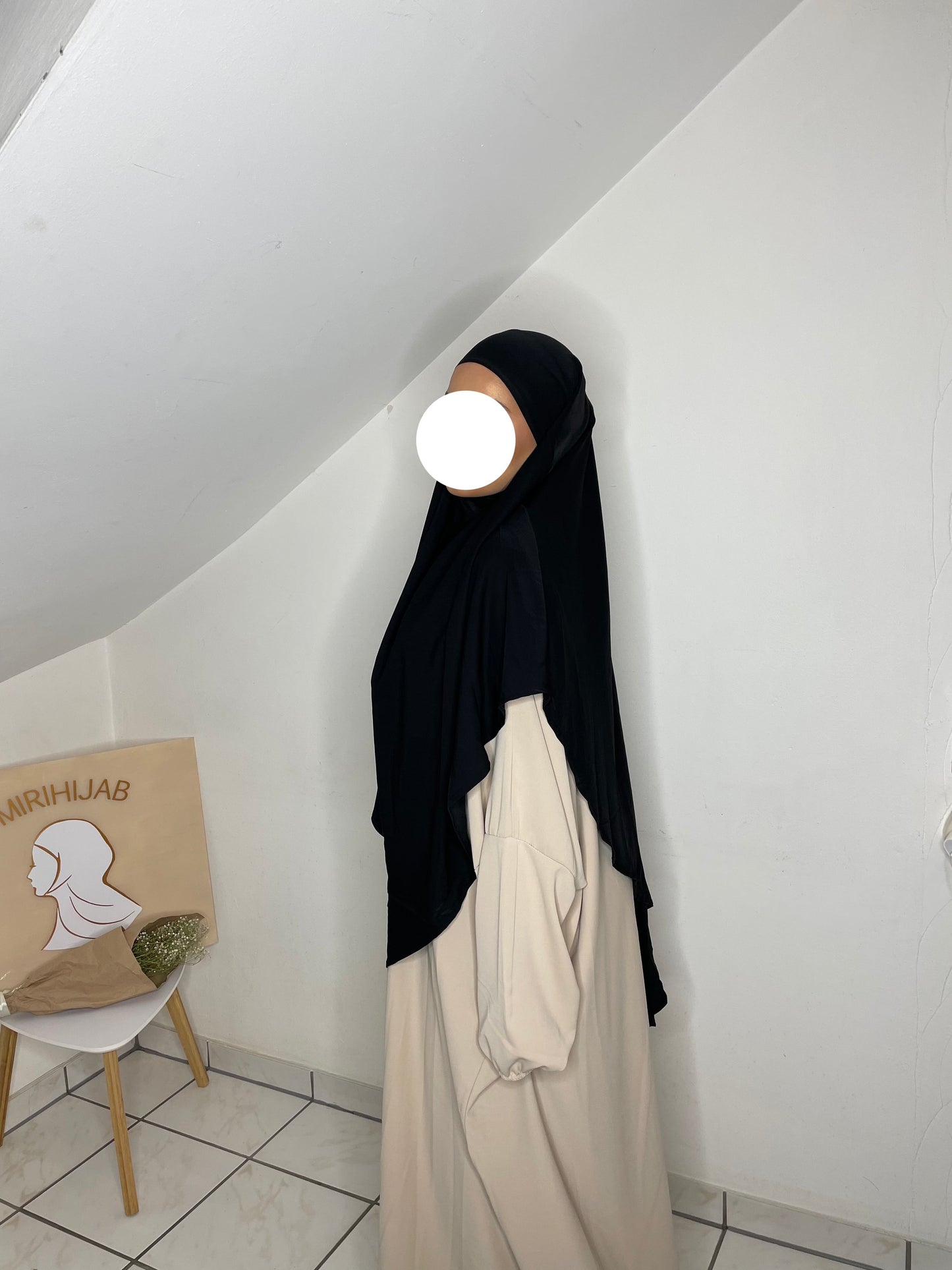 Khimar 1-lagig Medina Seide schwarz