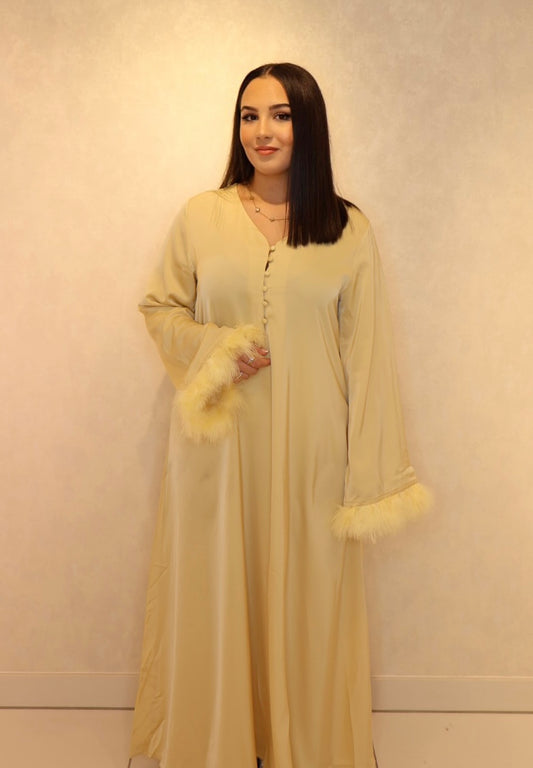 Maxi Kleid mit Federn