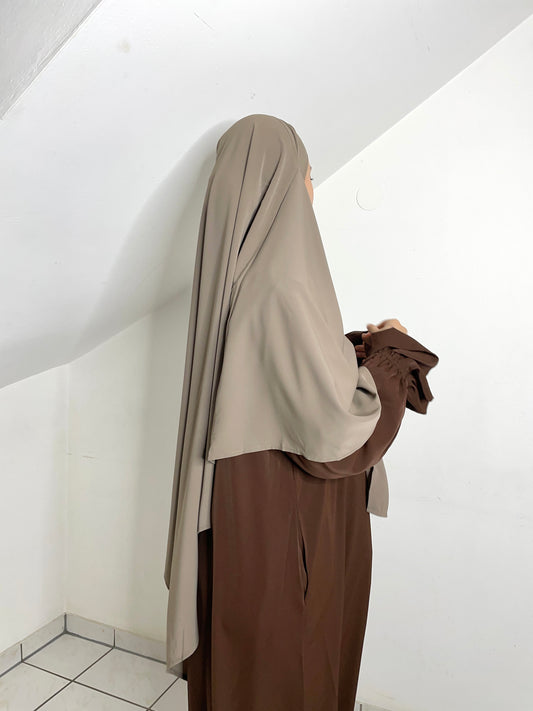 Khimar 1-lagig Medina Seide taupe