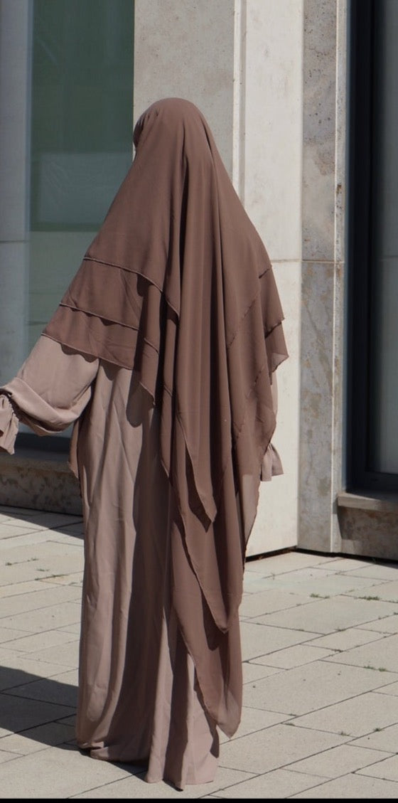 Khimar 3-lagig Chiffon braun