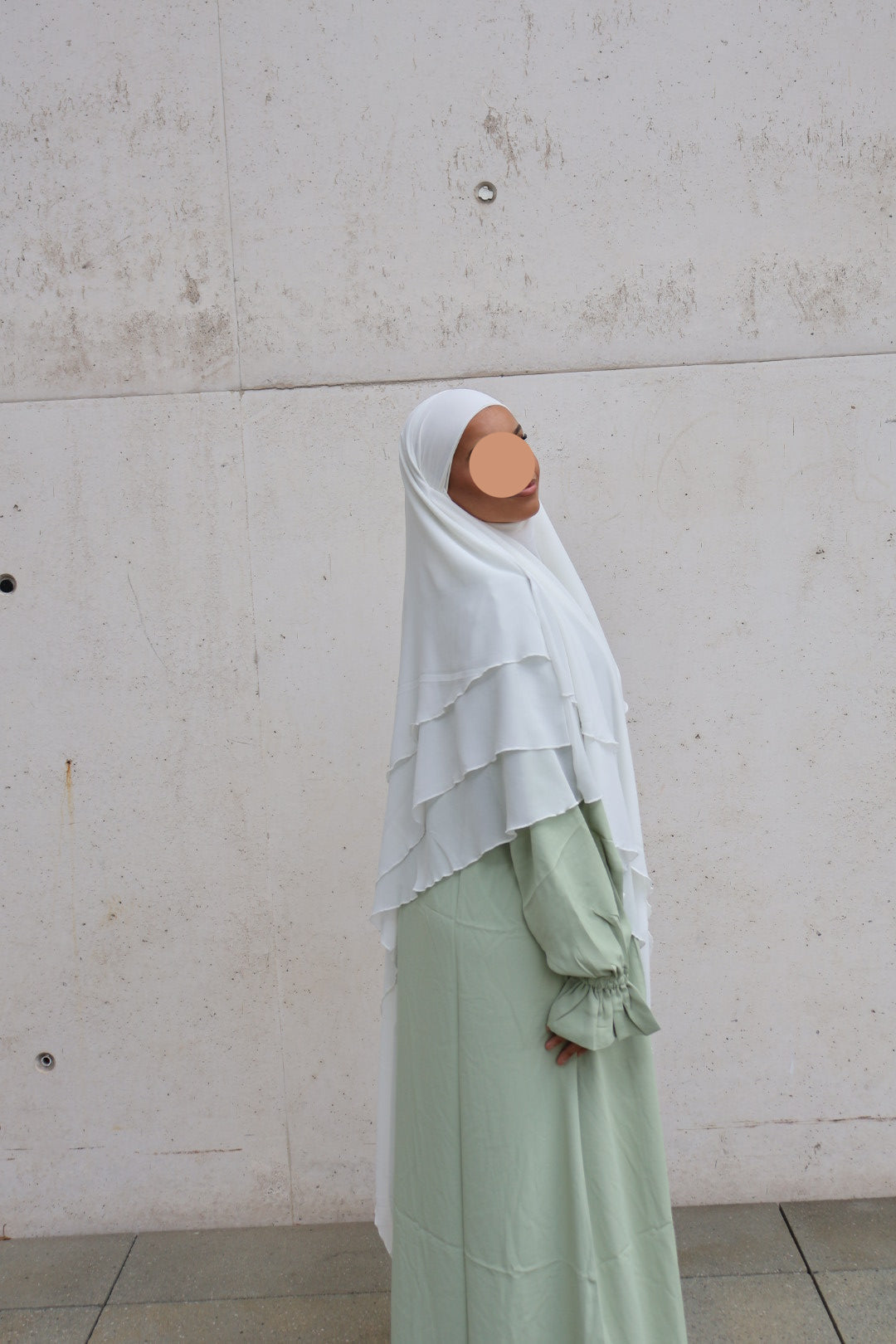 Khimar 3-lagig Chiffon weiß