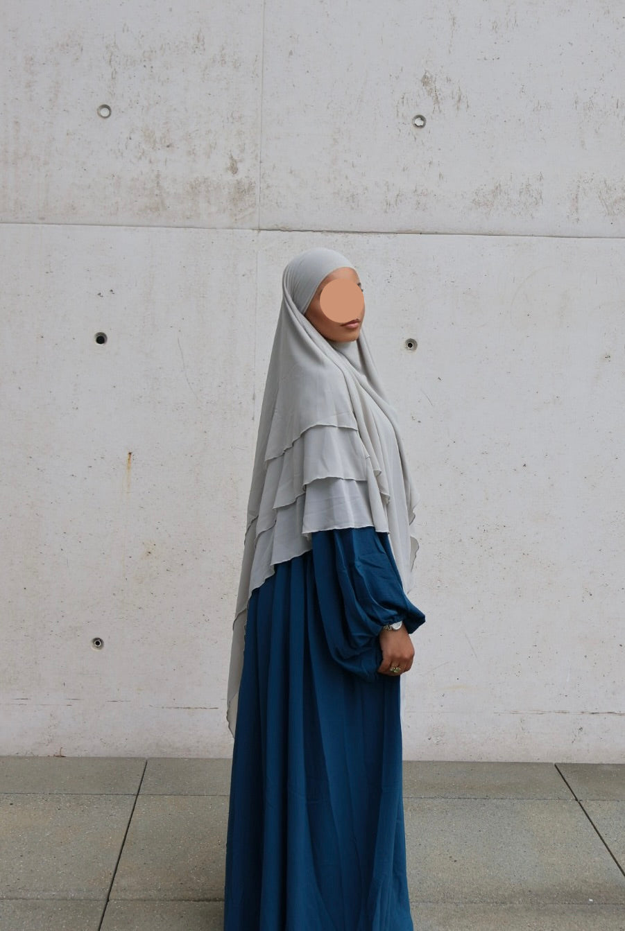 Khimar 3-lagig Chiffon gris