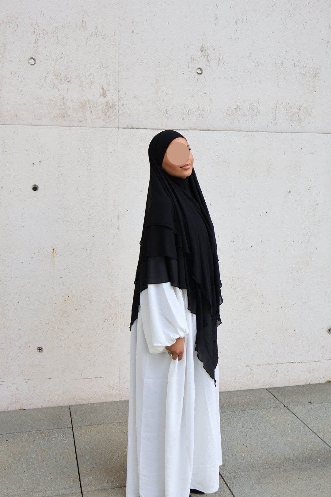 Khimar 3-lagig Chiffon schwarz