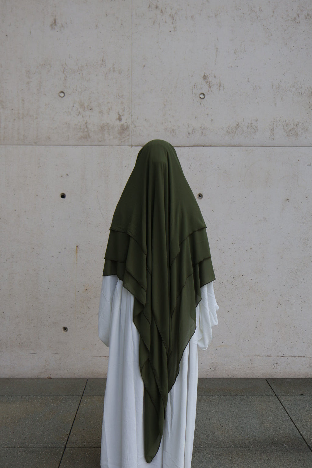 Khimar 3-lagig Chiffon dunkelgrün